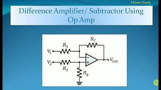 Difference Amplifier  Subtractor using Op Amp  Op Amp Differential Amplifier [upl. by Anayrb524]