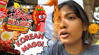 Eating spicy korean noodles in my home🌶️🥵 Pathalgaon VLOG [upl. by Buke4]