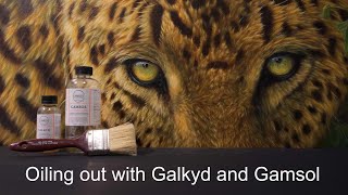 Oiling out an oil painting with Galkyd and Gamsol before varnishing [upl. by Meadow]