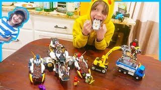 Motorized Lego Ninjago Stealth Raider Vs Lego City Dump Truck and Excavator [upl. by Anaihr755]