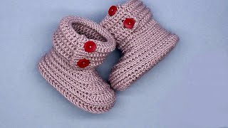 DIY crochet baby booties for beginners VasilisaCatherine [upl. by Staffard289]