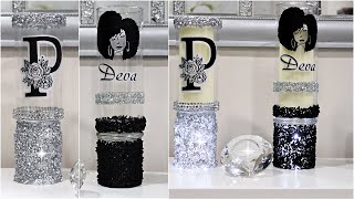 NEW DIY DOLLAR TREE PERSONALIZED CANDLE HOLDERS  CRICUT MADE CRAFTS  QUICK EASY HOME DECOR IDEAS [upl. by Merras]