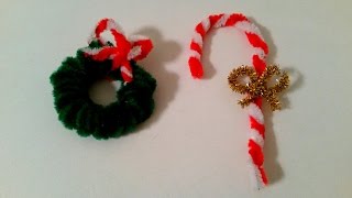 DIY de Noël  Sucre Dorge et Couronne en Fils chenille [upl. by Ahsined]