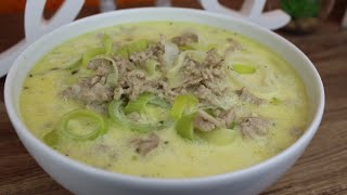 KäseLauchSuppe mit Hackfleisch Rezept schnelles Suppenrezept lecker schnell und herzhaft [upl. by Ecirbaf]