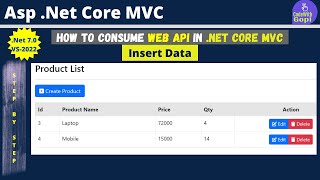 How To Consume WEB API in ASPNET Core MVC  Consuming Web API  ASPNET Web API  Insert Data [upl. by Etiam]