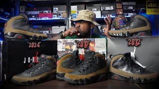 AIR JORDAN RETRO 9 quotOLIVEquot 2024 VS 2012 COMPARISON  MAJOR UPGRADE [upl. by Ettennod]