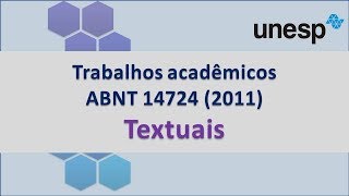 Trabalhos acadêmicos de acordo com a Norma ABNT 14724  Parte Textual [upl. by Estrellita]