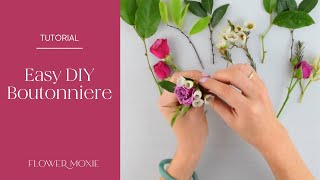 EASY DIY Boutonniere by Flower Moxie SUPER FAST TUTORIAL [upl. by Dawn373]