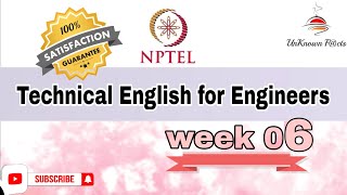 TECHNICAL ENGLISH FOR ENGINEERS WEEK 6 ANSWERS l NPTEL SWAYAM SOLUTION l nptel nptelanswer [upl. by Kcirdet]