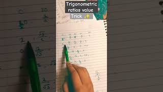 Trick to find✨ Trigonometric Ratios Value 😎🤓 tricks tips tipsandtricks [upl. by Irem918]