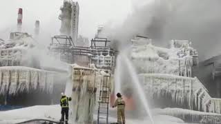 Russia gas terminal burns in suspected drone attack  REUTERS [upl. by Gerhard]