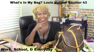 Whats In My Bag Louis Vuitton Saumur 43Work School amp Everyday [upl. by Stanford]