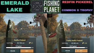 Fishing Planet Emerald Lake Redfin Pickerel Common amp Trophy [upl. by Halika]