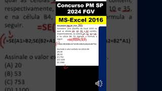 MSExcel 2016  função se excel  concurso pm sp 2024 fgv  concurso pm sp 2024 informatica fgv [upl. by Innavoj]