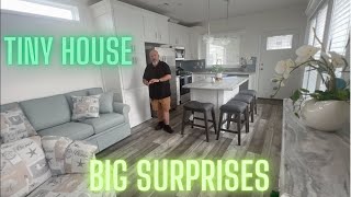 Lots of Surprises in this Pretty HUD Park Model Tiny House with Front Kitchen  Home Tour HD 1080p [upl. by Keri130]