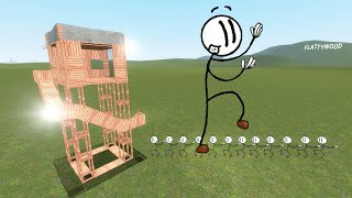 Stickmin Vs Towers In Garrys Mod [upl. by Enyrehtac271]