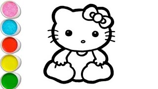 Cute Hello Kitty Drawing Painting amp Coloring For Kids and Toddlers How to Draw Hello Kitty [upl. by Nosnor]