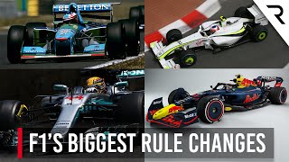 The biggest technical rule changes in Formula 1 history [upl. by Trudie452]