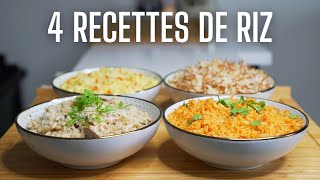 4 DELICIEUSES RECETTES DE RIZ POUR ACCOMPAGNER VOS PLATS  facile et rapide [upl. by Yremrej]