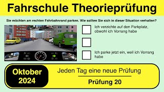 🚘 Führerschein Theorieprüfung Klasse B 🚗 Oktober 2024  Prüfung 20🎓📚 [upl. by Nelra]