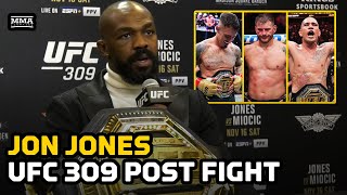 Jon Jones Shoots Down Tom Aspinall Fight Reacts To TKO Win Over Stipe Miocic At UFC 309 [upl. by Ynelram801]