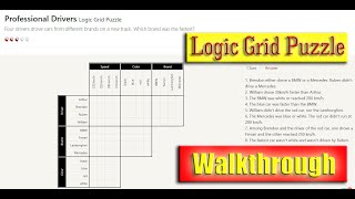 Professional Drivers  Logic Grid Puzzle  Walkthrough [upl. by Llet]