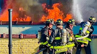 FDNY BOX 7254  FDNY BATTLING MAJOR 5TH ALARM FIRE IN A MULTIPLE DWELLING ON 47TH AVENUE IN QUEENS [upl. by Zacharie]