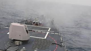 USS Roosevelt Fires 5inch and CloseIn Weapons Systems [upl. by Snehpets567]