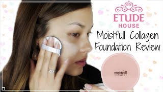 First Impressions ♥ Etude House New Moistfull Collagen Foundation Review 에뛰드하우스 수분가득 콜라겐 파운데이션 리뷰 [upl. by Anitselec785]