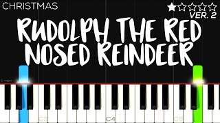 Christmas  Rudolph The Red Nosed Reindeer  EASY Piano Tutorial [upl. by Merry]