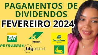 CALENDÁRIO de DIVIDENDOS de FEVEREIRO de 2024 AÇÕES PAGADORAS DE DIVIDENDOS EM FEVEREIRO [upl. by Kirkwood]