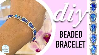 Beaded Bracelet Tutorial seed beads and crystals TENNIS STYLE [upl. by Lidah]