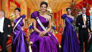 Crown Princess Victoria Dazzles in Purple at Nobels prize Ceremony [upl. by Zaob]