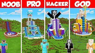 Water Slide  Water Park Build Battle Challenge  Noob vs Pro vs Hacker vs God  Minecraft Animation [upl. by Benioff518]