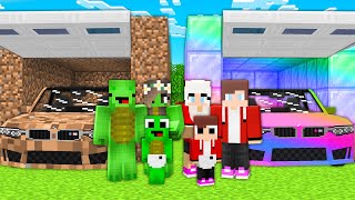 Mikey Family vs JJ Family DIRT vs RAINBOW Cars in Minecraft  JJ Mikey Maizen [upl. by Eiggem781]