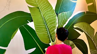 TROPICAL MURAL TIMELAPSE EASY STEP BY STEP1 [upl. by Missie]