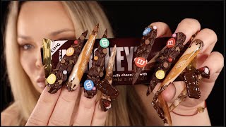 ASMR 10XL EXTENDO NAILS MADE OF CHOCOLATE tapping mic scratching clacking whisper [upl. by Julius]