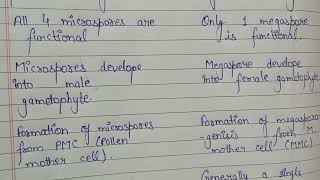 Common differences between microsporogenesis and megasporogenesis 👍neet study StudywithRitika [upl. by Neilson]