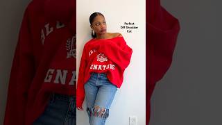 Stop over cutting your tshirts and sweatshirts  DIY off shoulder cut upcycling fashion diy [upl. by Entirb182]