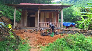 Building stone embankments to prevent landslides  Living alone in the forest  Loan Bushcraft [upl. by Shoshana584]