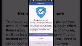 Keep Your Account Safe Probelm Solved  Fb two factor problem  Enable two factor authentication [upl. by Anihsit]