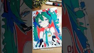 Drawing Hatsune Miku✨ Coffee Art プロセカ hatsunemiku 初音ミク art shorts [upl. by Kcirdnek]