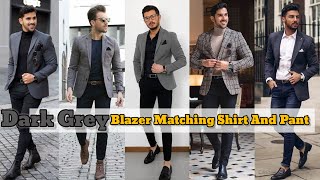 Dark Grey Blazer Matching Shirt And Pant  Dark Grey Blazer Combination  Grey Blazer Outfit Ideas [upl. by Yerxa]