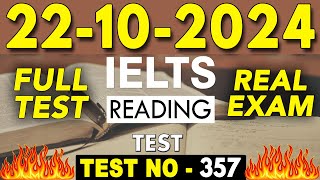 IELTS Reading Test 2024 with Answers  22102024  Test No  357 [upl. by Chisholm193]