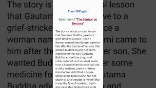 The Sermon at Benares Class 10 Summary Cbse Exam [upl. by Jerry]