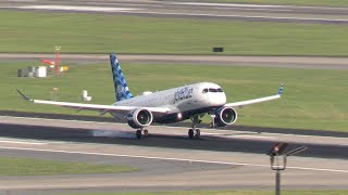 DO THEY NEED MORE PRACTICE Jet Blue A220 in Lands in Atlanta on Runway 26L [upl. by Saks548]