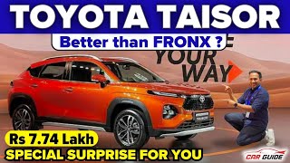 Toyota Taisor SUV Launched  Toyota SUV under Rs 8 Lakh  Better than Maruti Fronx SUV  Price [upl. by Cecil]