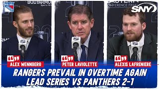 Alex Wennberg Alexis Lafreniere and Peter Laviolette on Rangers winning Game 3 in OT  SNY [upl. by Fillander]