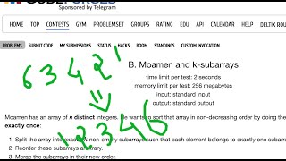 B Moamen and ksubarrays  Codeforces Round 737 Div 2  CODEFORCES [upl. by Enitselec]