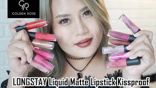 Golden Rose LONGSTAY Liquid Matte Lipstick Kissproof 12 colors  Aiwa [upl. by Ody]